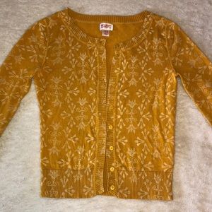 Mossimo Mustard Printed Cardigan